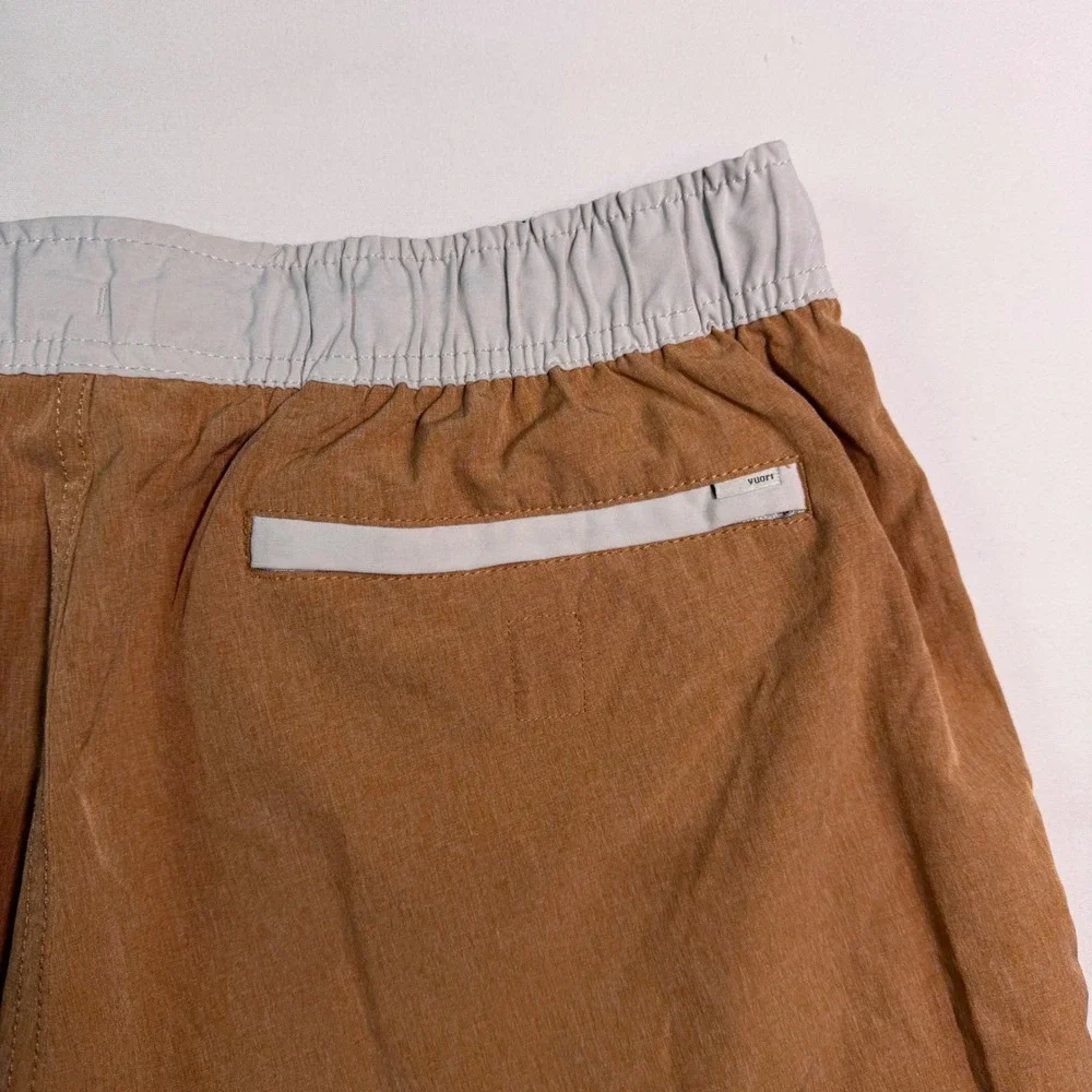 Vuori Cruise Boardshorts Mens Medium Brown Scalloped Hybrid Athletic Shorts V330